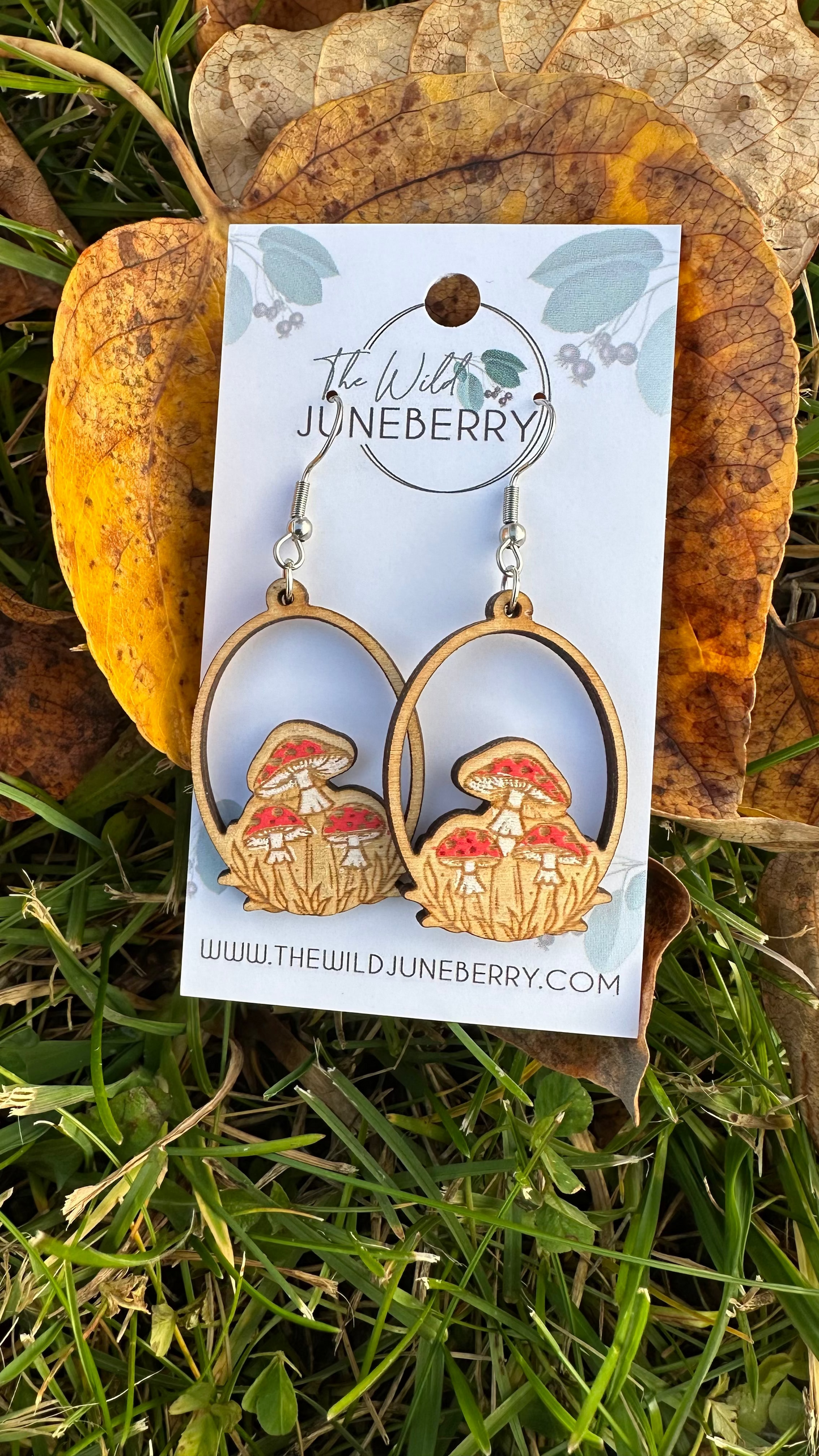 Mushroom Oval Drop Earrings